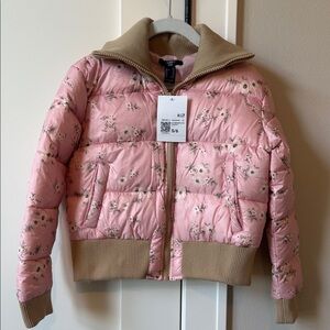 Floral Pink Kids Puffer Coat